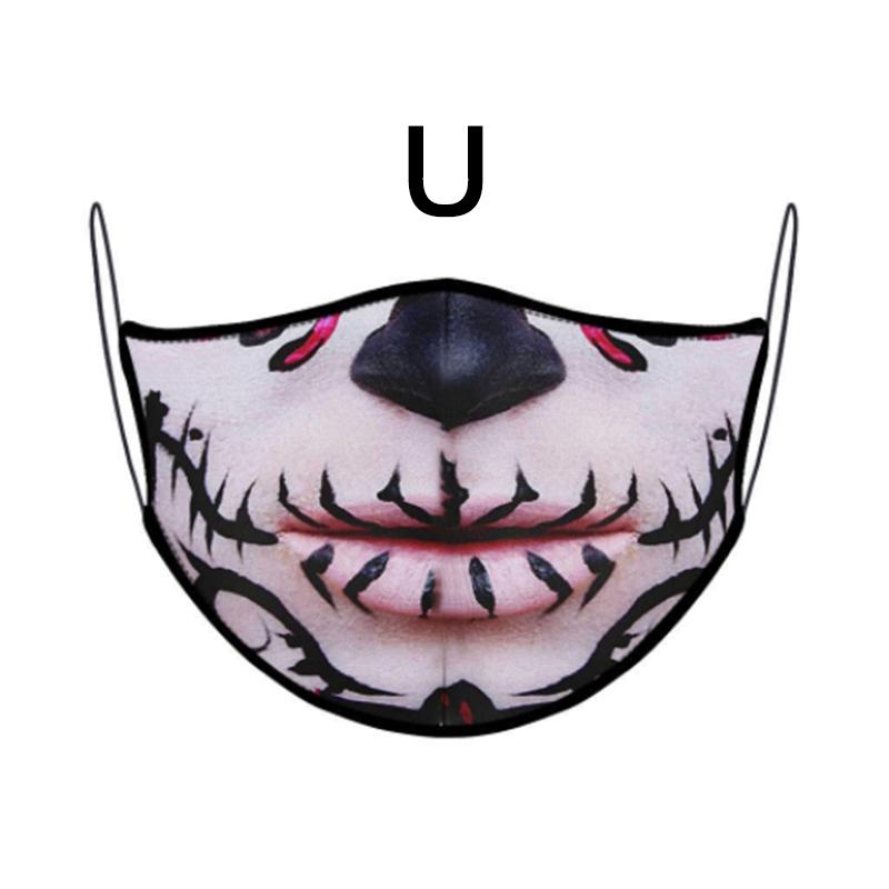 12Colors Fashion Mouth-muffle Reusable Mask 3D Printed Halloween Sports Environmental Outdoor
