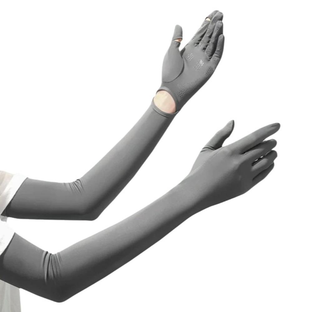 Non-slip Ice Silk Arm Sleeve Sun Protection Sunscreen Sleeve Gloves Thin Long Sleeve  Riding