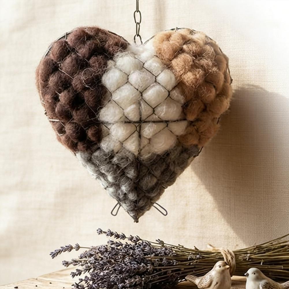 Bird Nesting House Bird Nesting Heart Holder Metal Birdhouse with Hook Hummingbird Nest Material Station for Wild Birds Outdoor