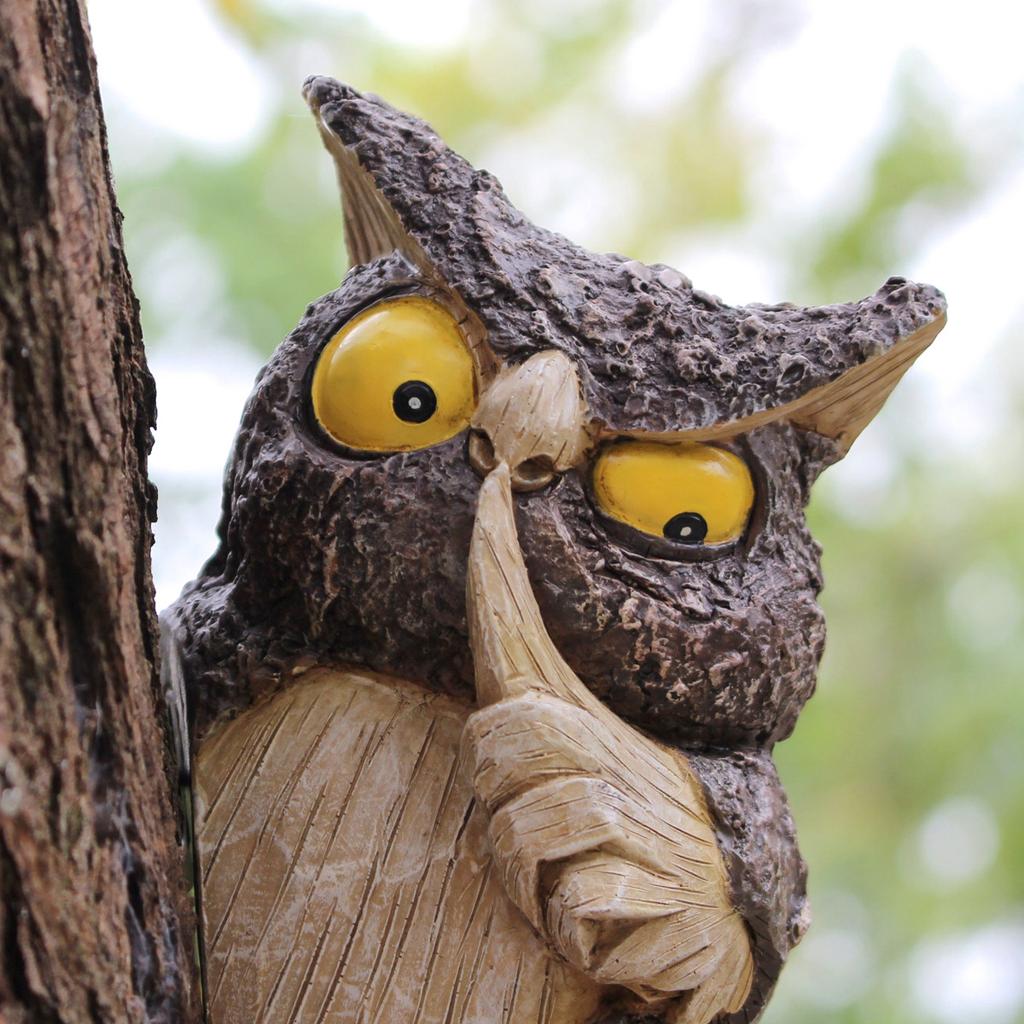 Simulated Hissing Owl Ornament, Realistic Resin Garden Decor for Tree Hanging, Outdoor Yard Patio Decoration