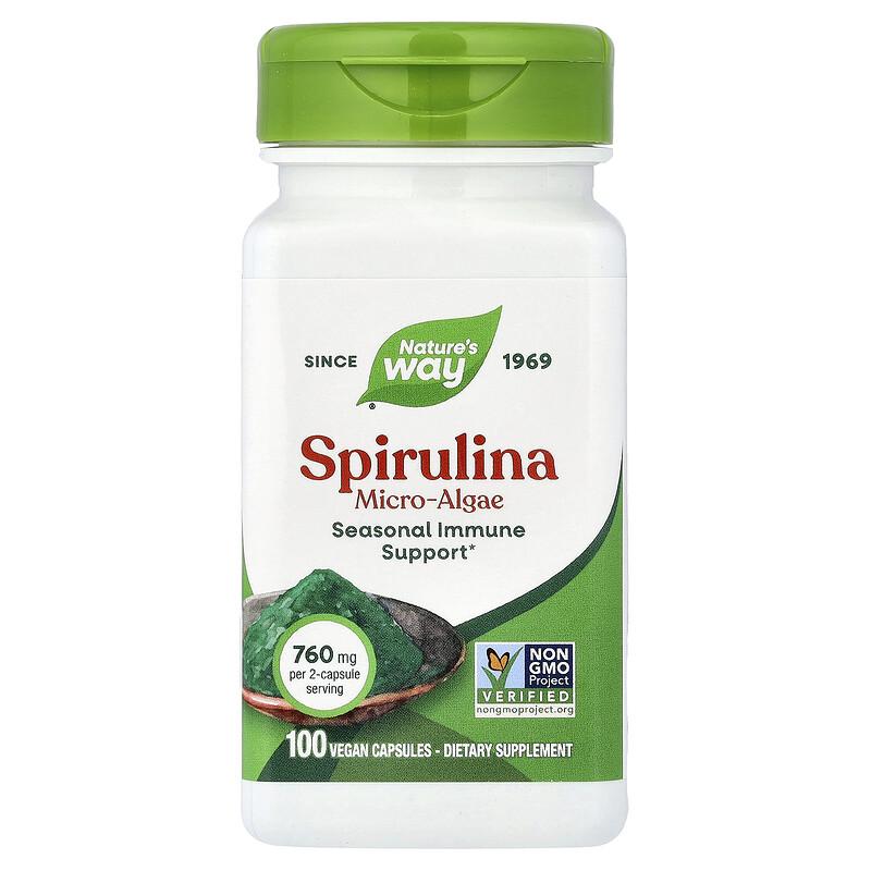 Spirulina Micro-Algae, 100 Vegan Capsules (380 mg per Capsule)