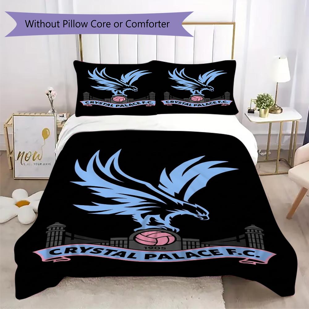 Crystal Palace FC Pattern Bedding uilt Set uilt Cover Pillowcase Home Decoration Birthday Gift (1 * duvet cover + 2 * pillowcase without core)