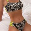 2025 European & American Leopard Print Push-up Color Block Bikini