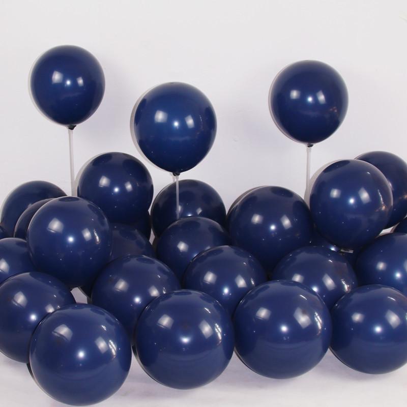 10-Inch Thickened Latex Blue & Chrome Metal Decorative Balloon Set