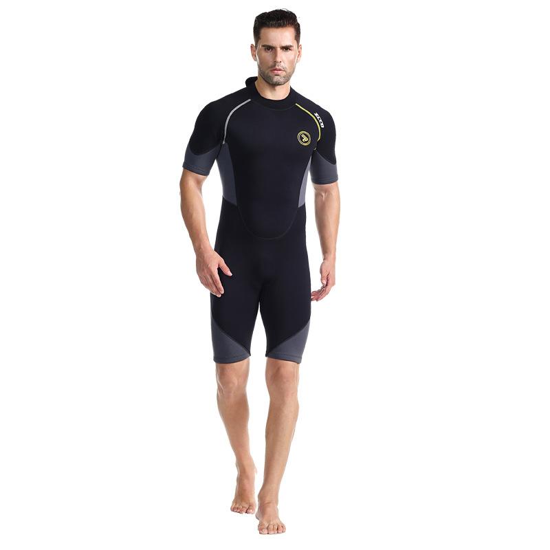 1.5mm Men's One-piece Short Sleeve Wetsuit Sunscreen Warm Surfing Deep Diving Thicker Snorkel Suit Medium Plus Size Swimsuit