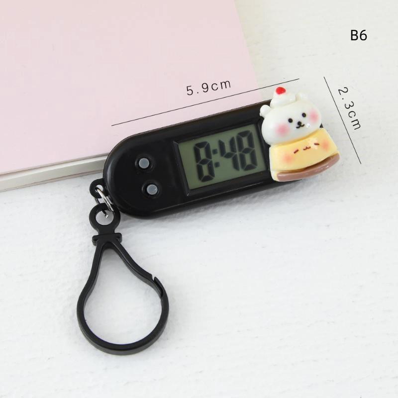 Portable Electronic Clock Keychain Mini Pocket Electronic Oval Hanging Watch Digital Table Time Date Display Clock For Student