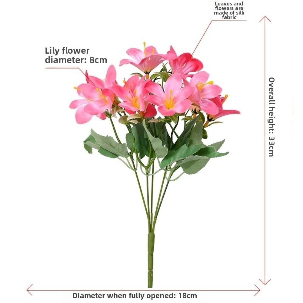 New 10 Heads Artificial Lily Wedding Decoration Bouquet 5-forked Fake Lily Home Decorative Daffodil Orchid