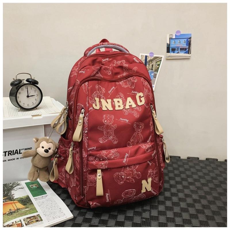 Wind bear schoolbag female junior high school student large capacity backpack college student cool light backpack