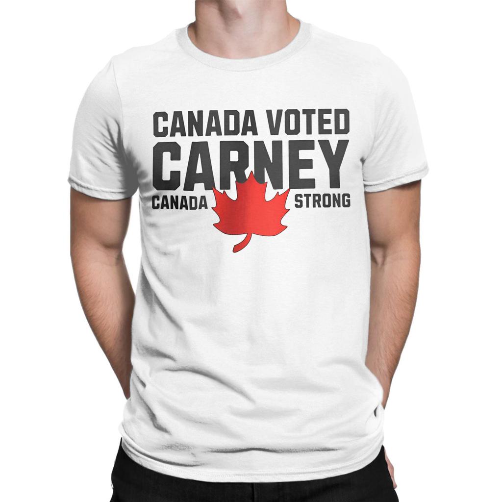 Men Mark Carney Canada Strong T Shirt Elbows Up Voted Pure Cotton Tops Novelty Short Sleeve Round Collar Tee Shirt 6XL T-Shirt