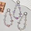 Light Luxury Fashion Bow Bead Crystal Phone Chain, Short Wrist Style Handheld Chain Anti Loss Hanging Accessory Phone Lanyard