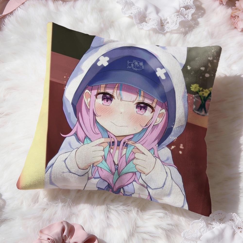 Hololive M-Minato Aqua Cushion Cover Premium Comfort Reversible Pillow Cove -Two In One Design for Any Room & Car Interior