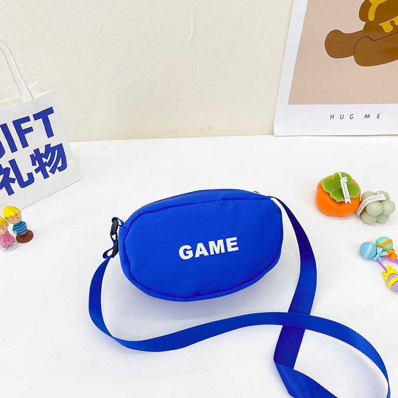 

Stylish Children s Letter Print Crossbody Bag Lightweight Canvas Cute Design синій