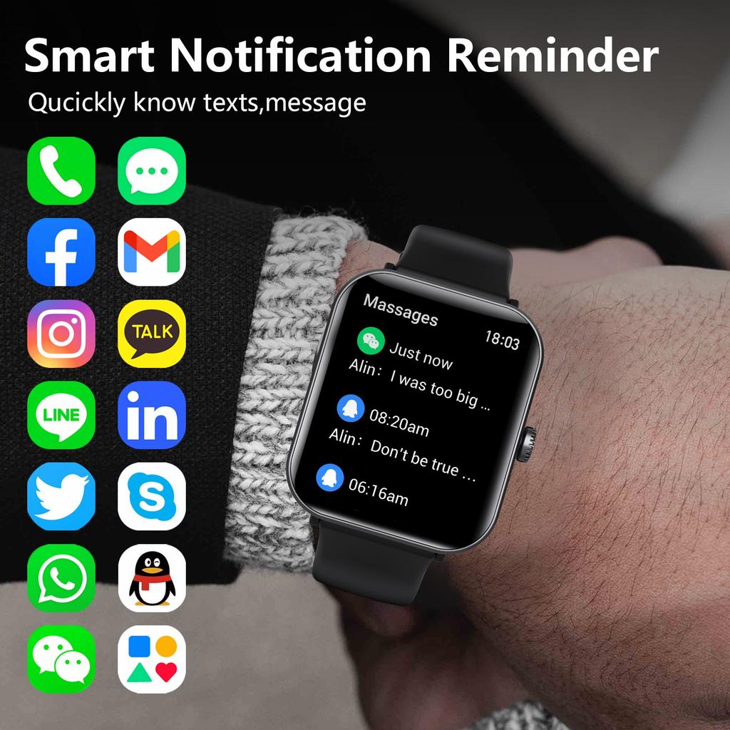 F57pro Smart Watch with Heart Rate, Blood Pressure Monitoring, Bluetooth-compatible Call, Sports Bracelet, Silicone Strap