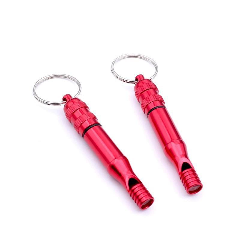 Large Aluminum Outdoor Survival Whistle with Waterproof Compartment Red