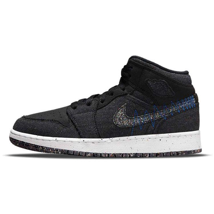 Air Jordan 1 Mid SE GS Crater Black Racer Blue White Multi-Color DM4334-001 38.5