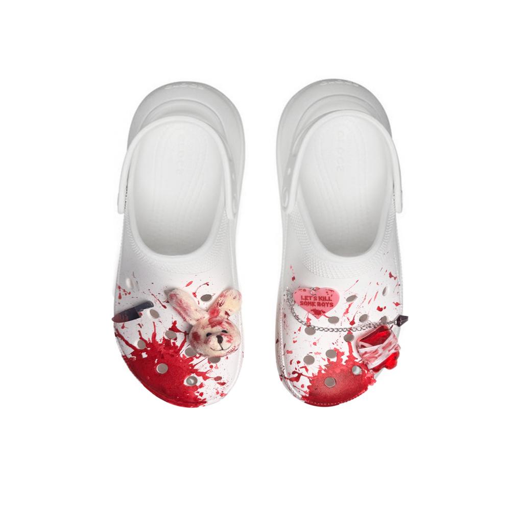 Crocs Crush Clog EVA Eight Rhapsody Blood Lesion Personalised Graffiti Trendy Simple Hole Shoes Unisex White