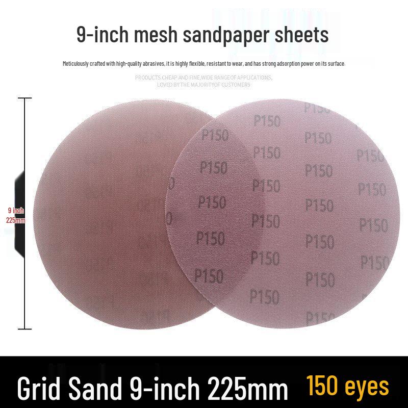 9" Dustless Mesh Sandpaper Disc: Anti-Clog, Self-Adhesive, Wall Putty & Surface Grinding