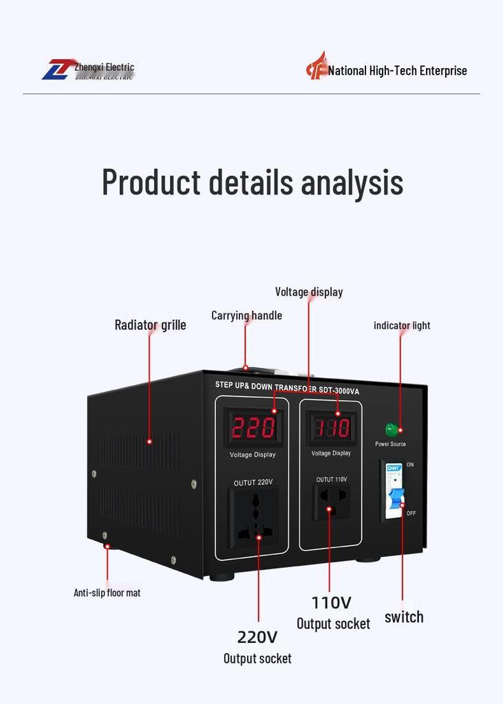 Zhengxi 110-220V Step-up/Step-down Voltage Converter