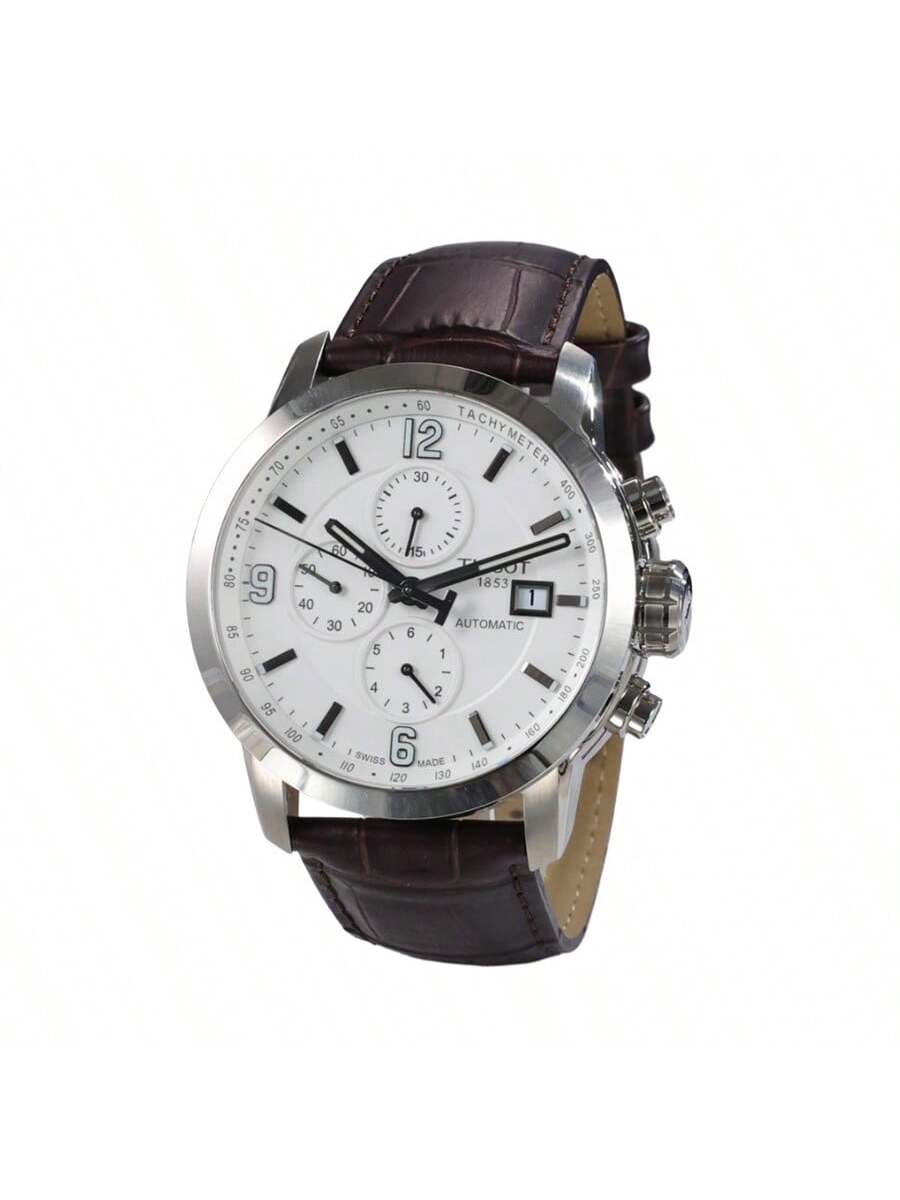 Tissot mechanical watch, genuine leather strap, 200m water-resistant, men s model T055.427.16.017.00 коричневый