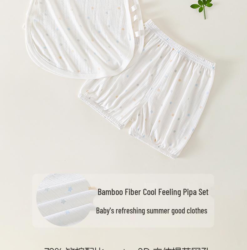 Baby Sleeveless Bamboo Fiber Summer Clothing Set - Breathable Two-Piece for Boys and Girls