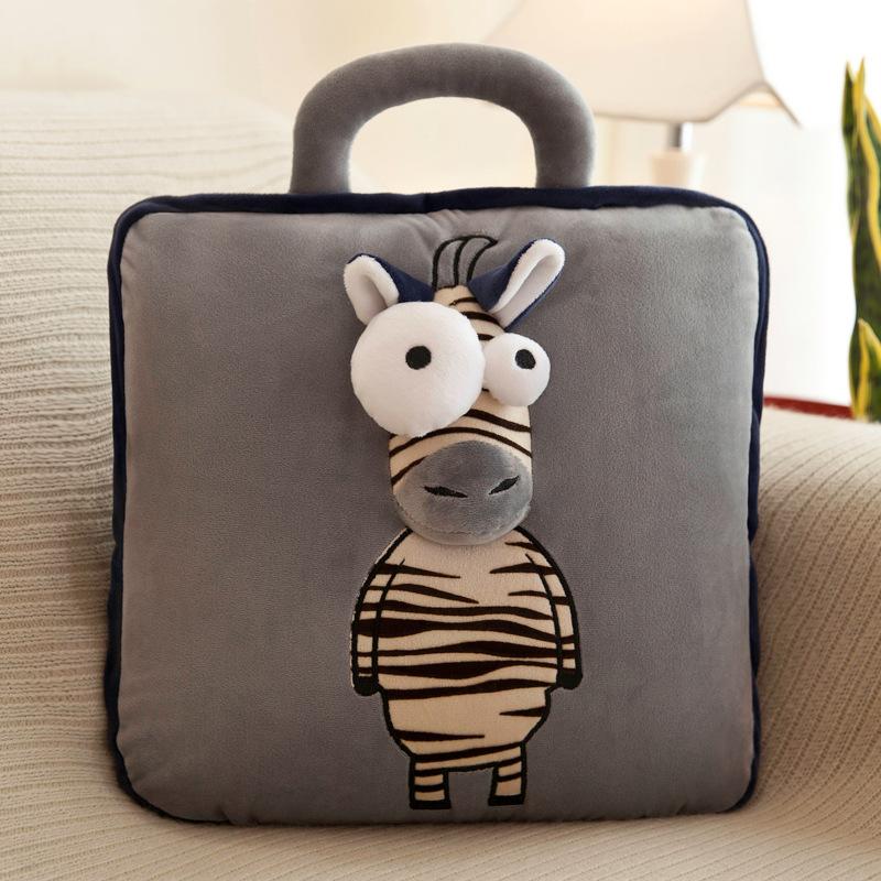 2-in-1 Pillow Blanket Office Nap Mat Multi-functional Cartoon Air-conditioner Cover Car Use Flannel Blanket Chair Cushion