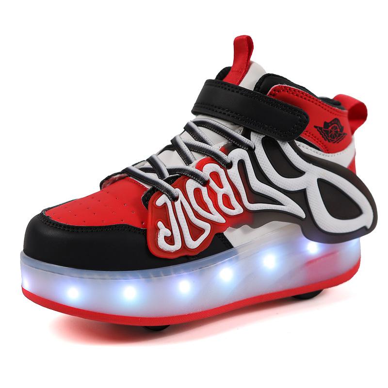 

Children s Four-wheel Roller Skates Magic Soles Casual Spring 2024 Sports Shoes Breathable Autumn Season Girls Charging Shoes 40