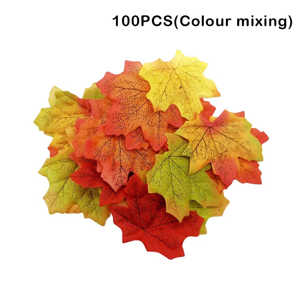 100 Pieces Artificial Maple Leaf Fall Garland Leaves Holiday Seasonal Atmospheres Wedding Plants Prop 8cm