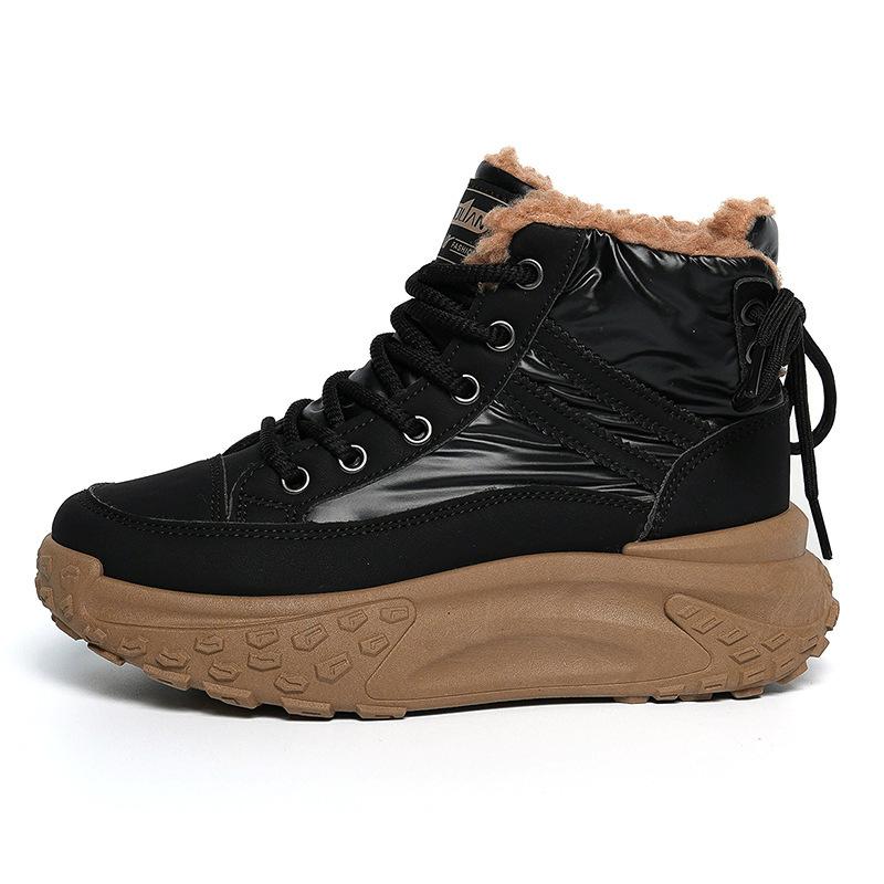Fleece High-top Windproof Boots for Women's 2025 Winter New Student Ins Warm Casual Platform Cotton Shoes