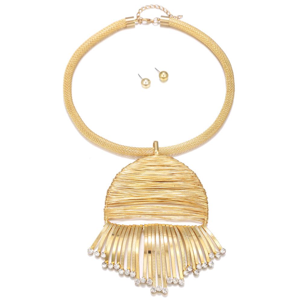 Европейская и Американская Преувеличенная Бахрома Алмазный Подвеска Ожерелье Банкетные Украшения Свадебное Ожерелье Серьги-Гвоздики Набор Ожерелье