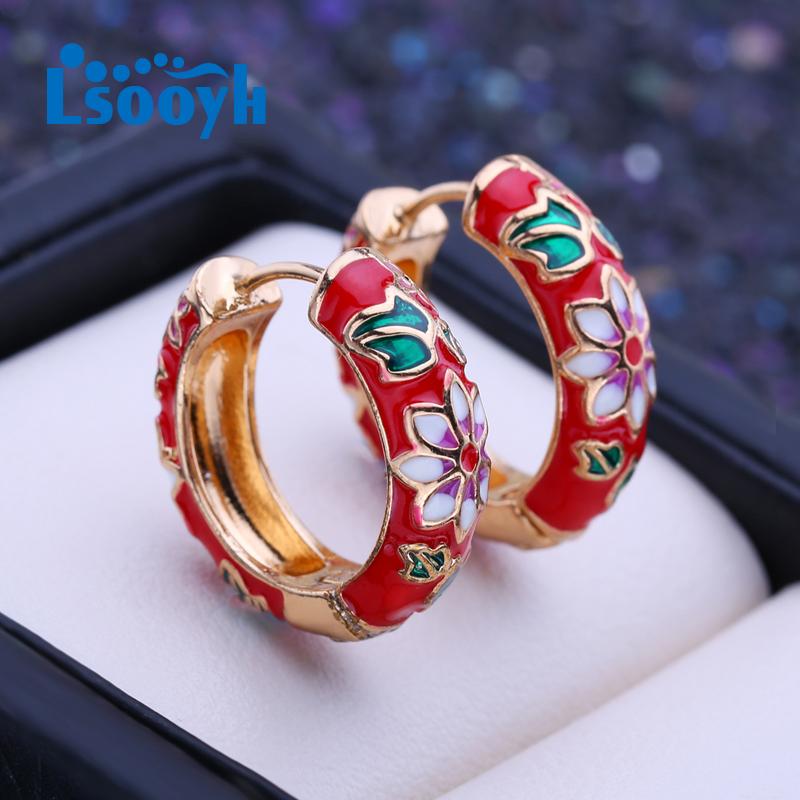 

LSOOYH модные серьги-клипсы цвета розового золота, красные серьги-кольца, вечерние ювелирные изделия, элегантные подарки для женщин, оптовая продажа