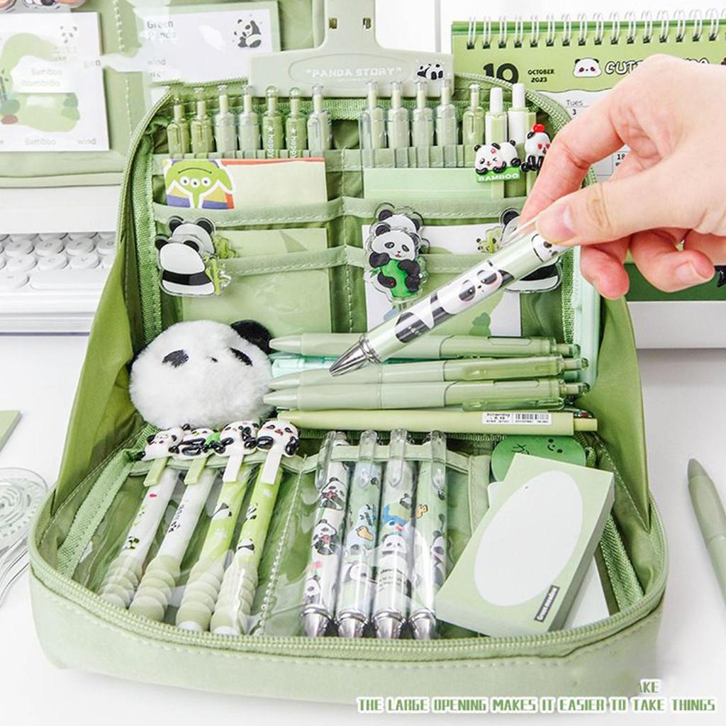 Panda Stationery Set Large Capacity Student Pencil Case Stickers Pencil Stationery Gift Learning School Supplies Full Gift Box