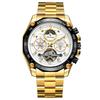 Forsining Watch Tourbillon Mechanical Men Watches Calendar Moon Phase Stainless Steel Strap Business Dress Sport Wristwatch