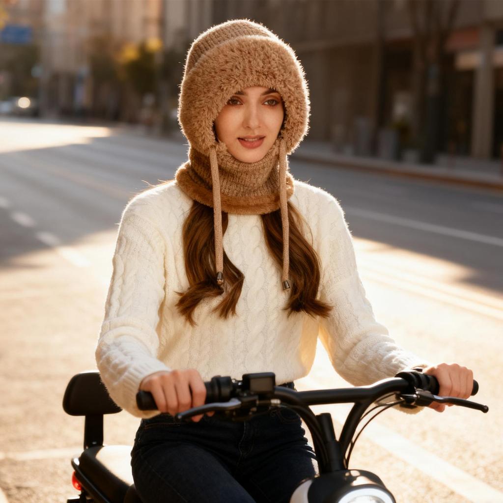 Knit Hats for Women Neck Warmer with Face Cover Warm Beanie Hat Scarf for Hiking Traveling Skiing Biking Snowboarding
