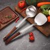 Stainless Steel Stir-fry Spoon with Wooden Handle - Chef's Special Long Handle Ladle and Serving Spoon