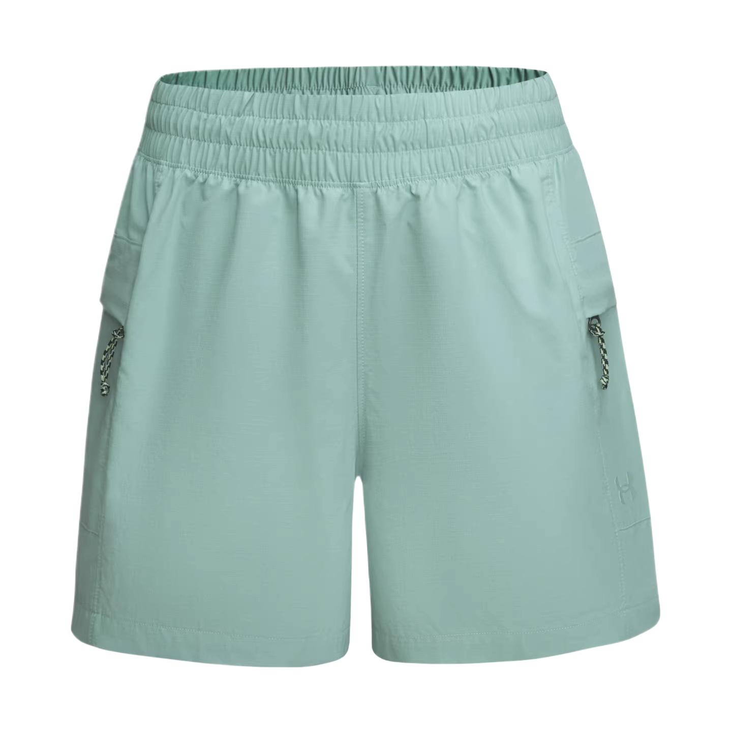Under Armour Explor Hike Tech Elastic Waist Solid Color Sports Shorts Women shorts 6009565-477 S