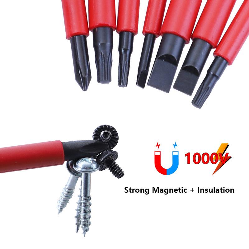 12 In 1 T-shaped Insulated Screwdriver Set Multifunctional Electrician Tool 1000V Slotted Phillips Torx Magnetic Screwdriver Set