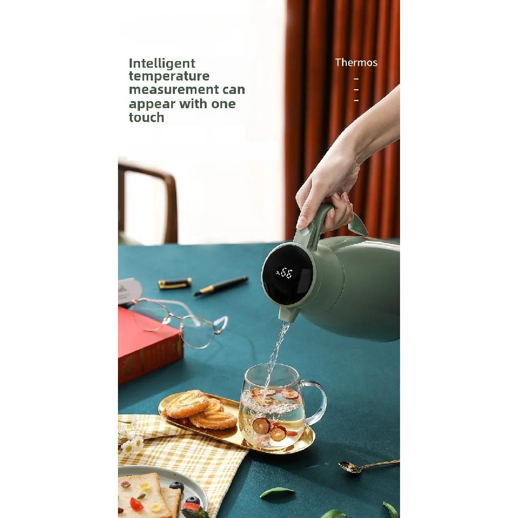 Kitchen Thermal Kettle Household Digital Display Coffee,1/1.3/2L Thermos Glass Liner Vacuum Flasks Large Capacity Water Bottle