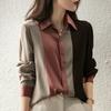 Elegant Vintage Long Sleeve Women Blouses Fall Hit Color Lapel Neck Loose Work Shirt Full Button Woman Clothing M-3XL
