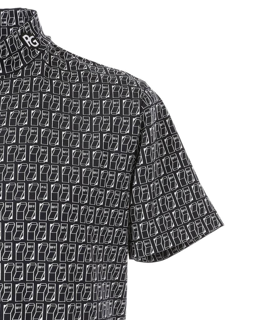 PEARLY GATES Short Sleeve High Neck Shirt Quick UV Switch Golf Navy Base Size 5 Men's (Moisture Wicking, Drying, Protection, Pattern) / / 053-5167401