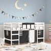 VidaXL Children's Mezzanine Bed and Curtains, Raised Bed for Children with Ladder, Bedroom Storage Unit, Modern, White 3206976