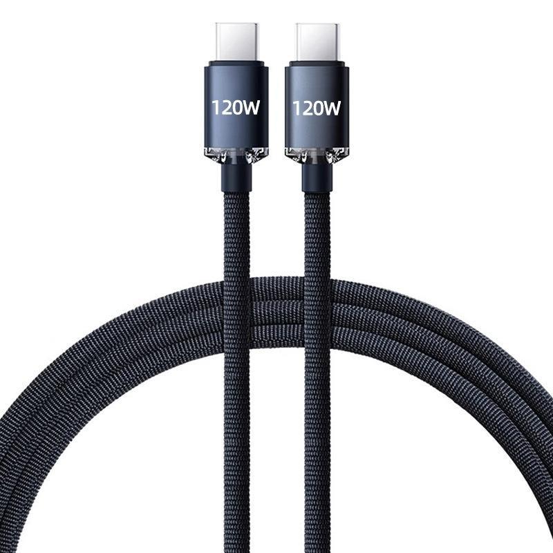 

PD 120W USB Type C - USB Type-C кабель для iPhone Xiaomi Huawei Samsung быстрая зарядка зарядное устройство дата-провод шнур Type-C USBC кабель 1M чёрный