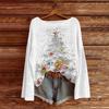 Women's Casual Fashion Round Neck Top Christmas Print Long Sleeve Knit Pullover