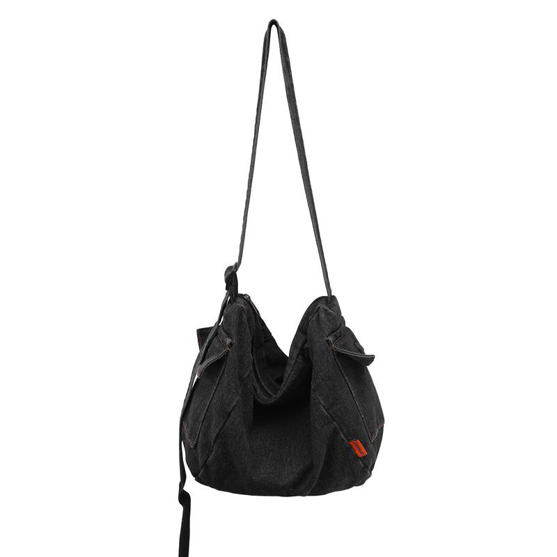 

2025 Унисекс Японский Минималистичный Джинсовый Холщовый Наплечный Мессенджер - Ruiying Кроссбоди для Студентов Small чёрный