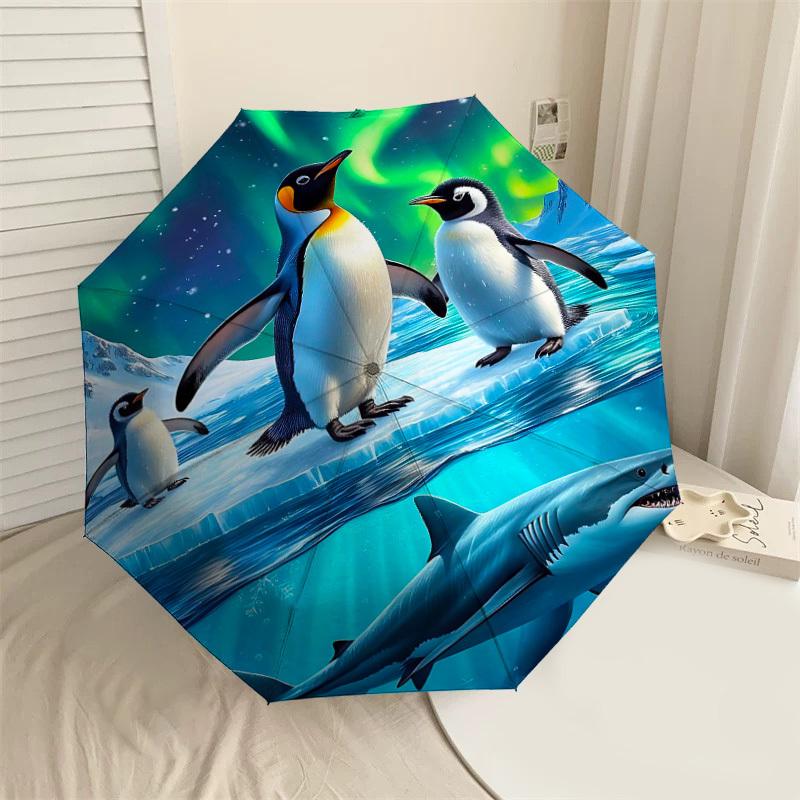 

1PC Penguins Shark Umbrella-8-Rib Reinforced Portable Folding Travel Suitable for All Seasons Outdoor Daily Use Is an Ideal Choice -F355