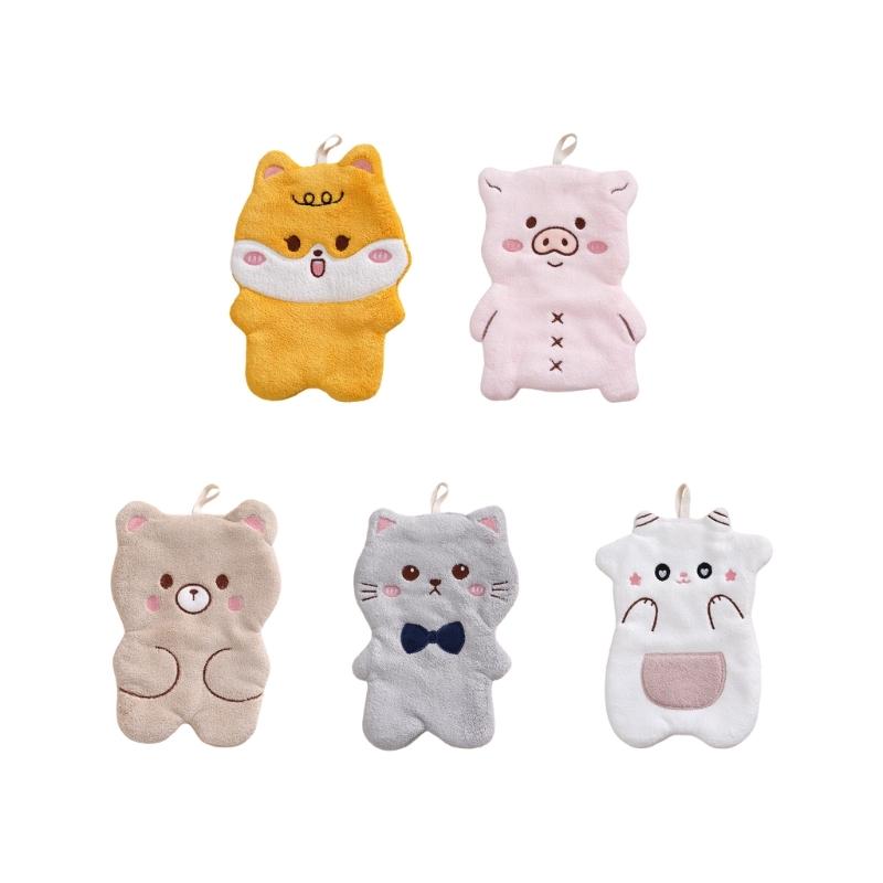 Cute Animal Patterneds Children Hand Towels Microfiber Absorbent Quick Drying Hanging Washcloths