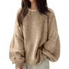 Women's Fashion Casual Loose Pullover Solid Color Round Neck Long Sleeve Knit Sweater