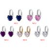 Charming Women Copper Plated Heart AAA Zircon Girl Ear Hoop Earrings Ladies Jewellery Ear Stud Clip