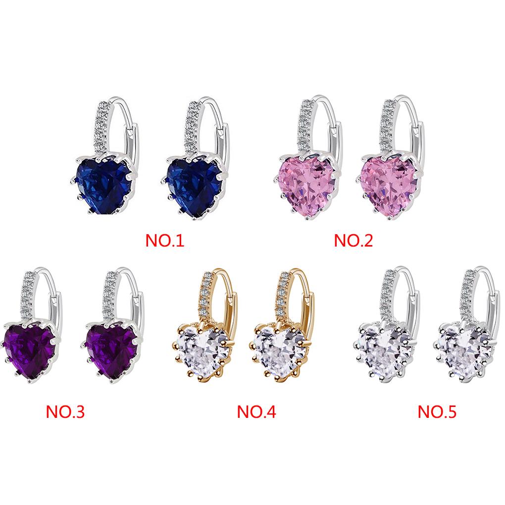 Charming Women Copper Plated Heart AAA Zircon Girl Ear Hoop Earrings Ladies Jewellery Ear Stud Clip