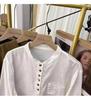 Southeast Asia Retro Stand Collar Plus Size Cotton Linen Shirt - Casual Loose Fit Long Sleeve