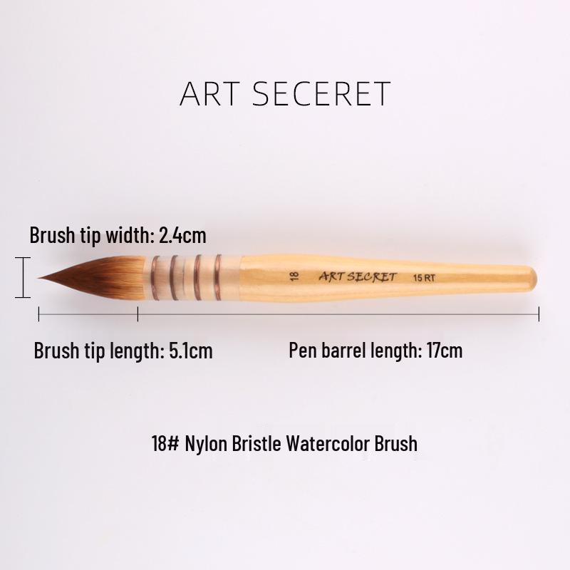 Korean ArtSecret Academy Grade Red Wood Handle Nylon Watercolor Brush 15RT